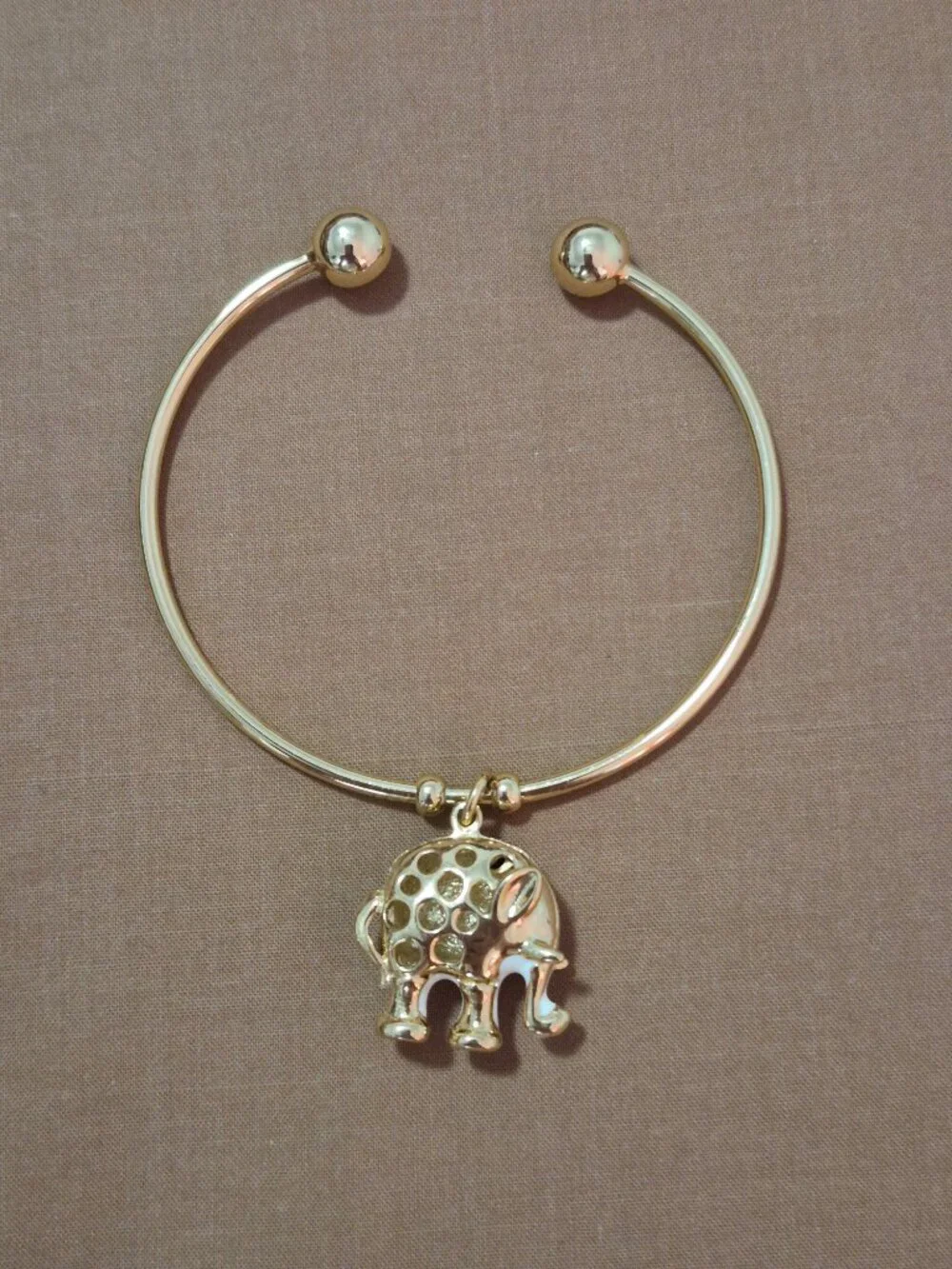 White Enamel 18K Gold Plated Swarovski Crystal Elephant Cuff Bangle Bracelet 6.5